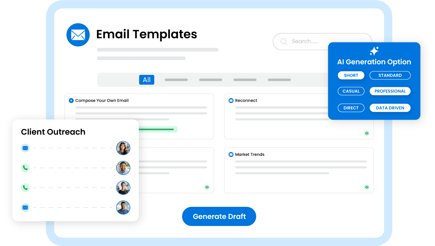 JOTIQ automated outreach platform interface for recruiters showing AI-powered email generation, campaign automation, and personalized client outreach tools